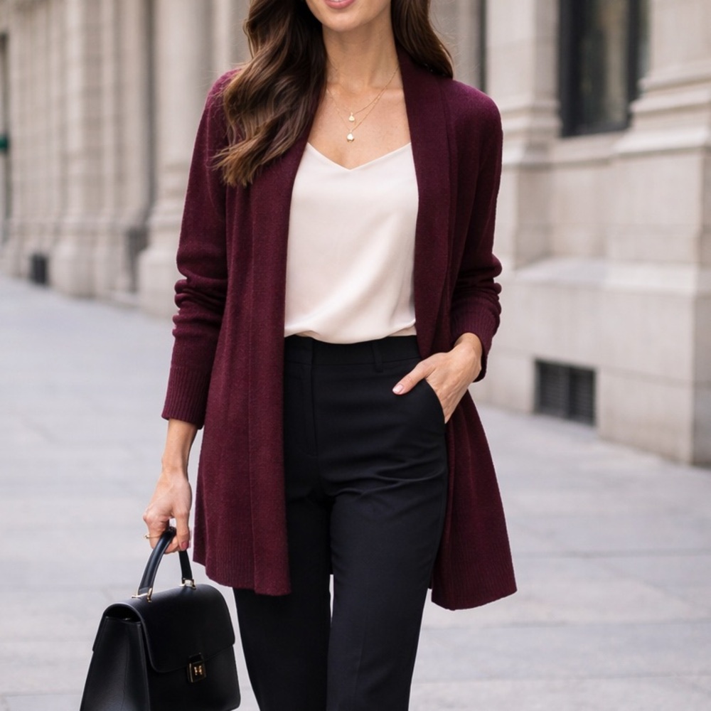 Lane Bryant Maroon Women's Size 14/16 Long Sleeve Open Front Cardigan